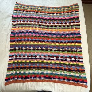 Vintage Handmade Crochet Afghan Throw Lap Blanket Multi Color 52” X 62” Cozy